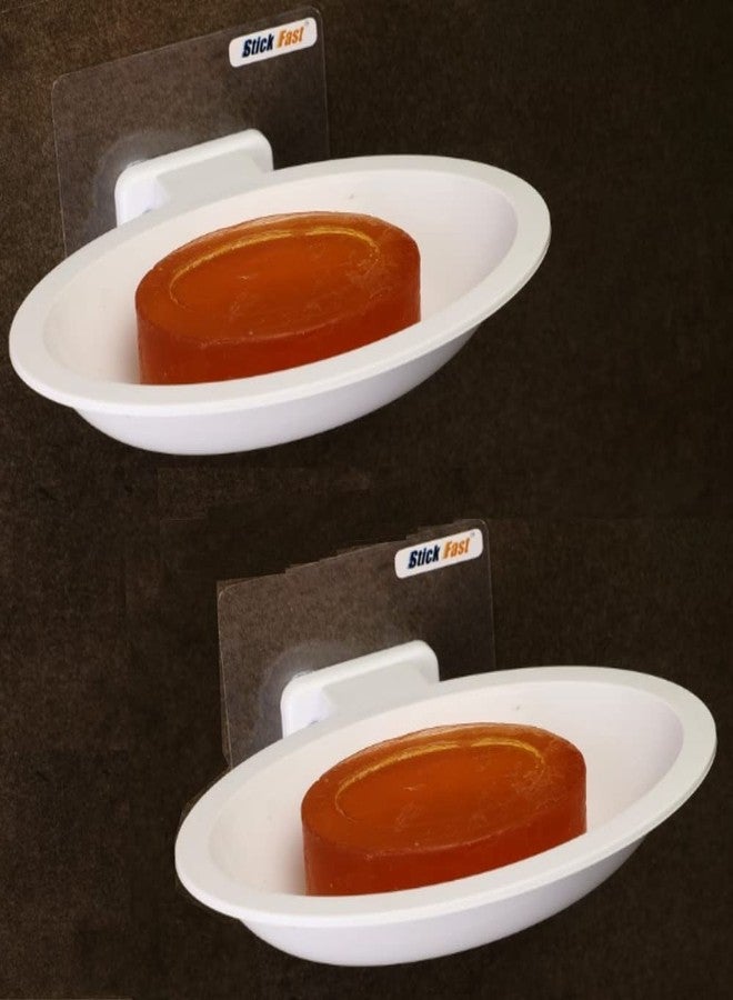 SF - Stick Fast Stick Fast Self-Adhesive Soap Dish Holder with 3M Sticker Tape for Wall Mount, Kitchen & Bathroom Storage Organiser No Hook, No Drill (Pack of 2, White) - Image 1